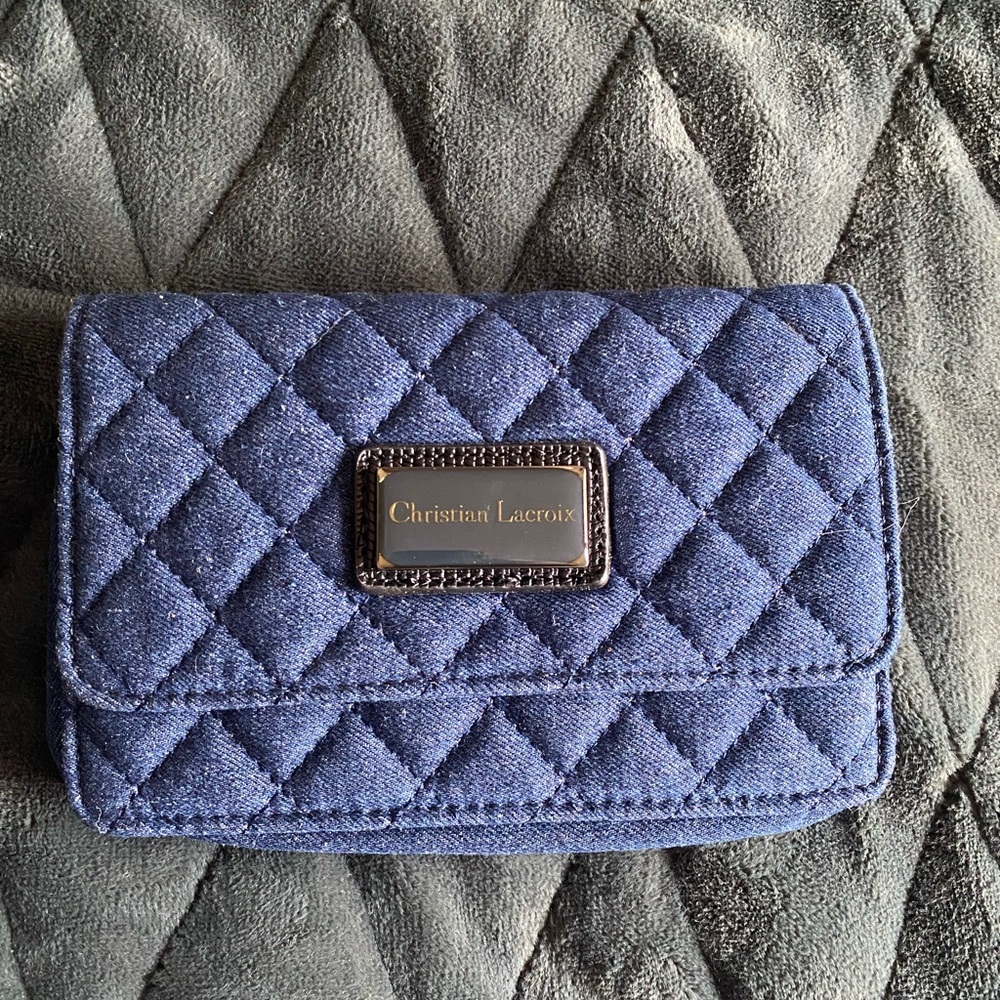 Christian Lacroix blue plush clutch